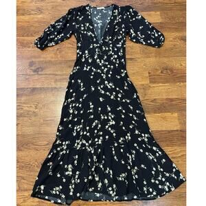 Flynn Skye Elsie Tulip Midi Dress - Black - Size Small Elegant Chic Dress
